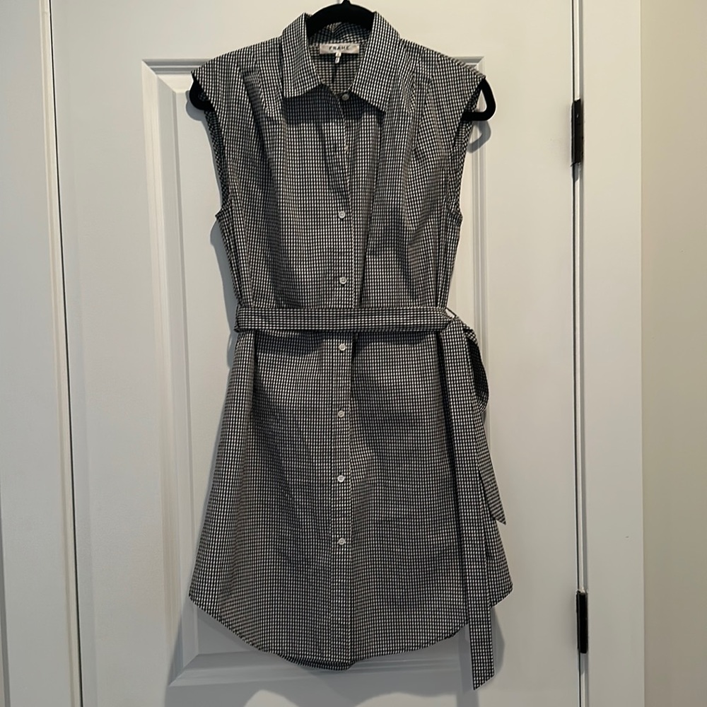 FRAME | Black&White Gingham Shirt Dress w/ Removable Belt | Small | EUC